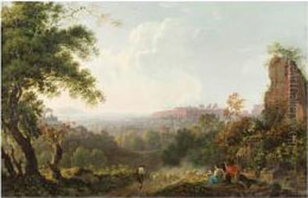 Capriccio Dans La Campagne Romaine Oil Painting by Carlo Labruzzi