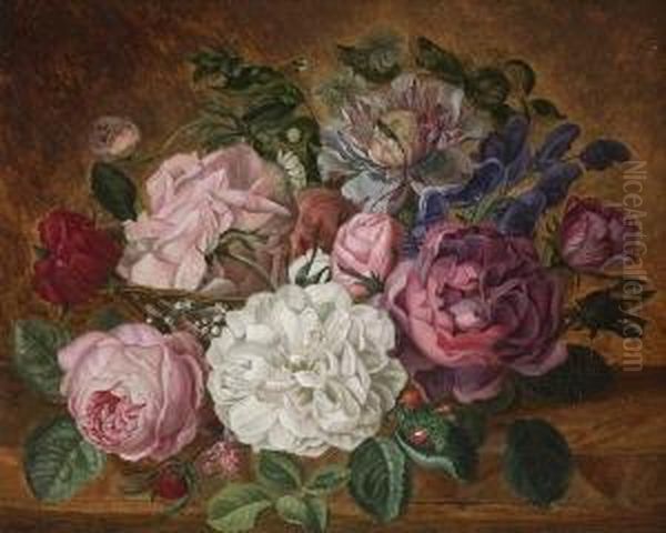 Stillleben Mit Rosen Und
 Christrose. Oil Painting by Andreas Lach