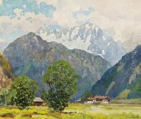 Gebirgslandschaft Oil Painting by Fritz Lach