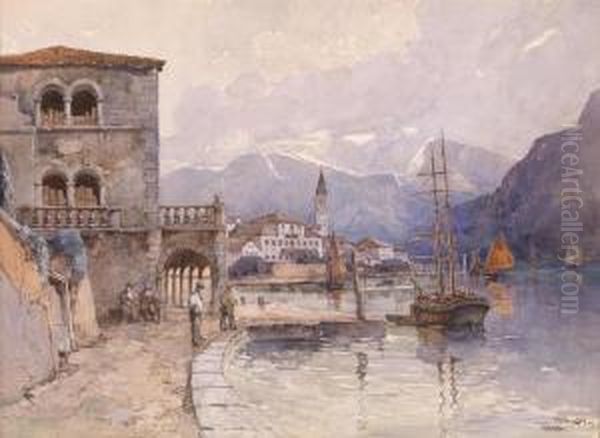 View Of Perasto On Lakegarda Oil Painting by Fritz Lach