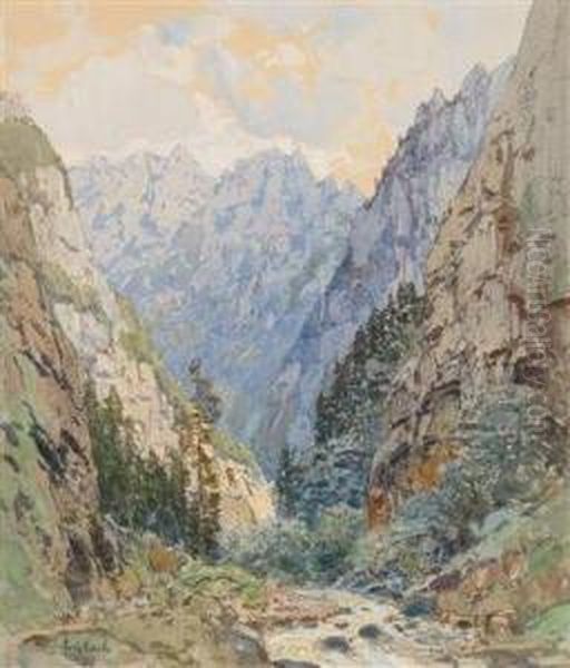 Blick Ins Weissenbachtal Oil Painting by Fritz Lach