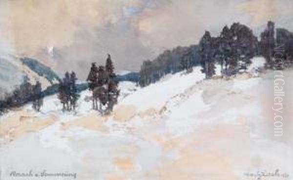 Schneehang In Raach Am Semmering Oil Painting by Fritz Lach