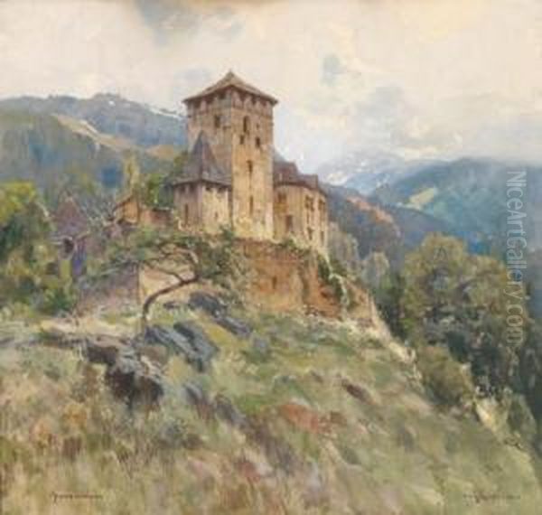 Groppenstein Fortress Near Obervellach Oil Painting by Fritz Lach