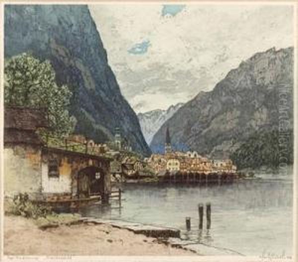 Blick Auf Hallstatt Oil Painting by Fritz Lach