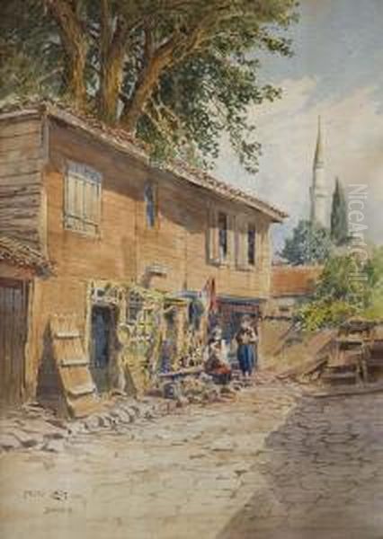 Strasenszene In Sarajewo Oil Painting by Fritz Lach