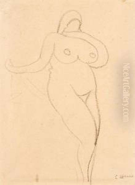 Untitled (standing Nude) Oil Painting by Gaston Lachaise