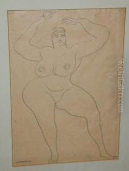 Standing Nude Oil Painting by Gaston Lachaise