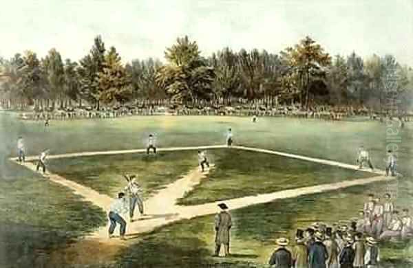 The American National Game of Baseball Grand Match at Elysian Fields Hoboken NJ 2 Oil Painting by Currier