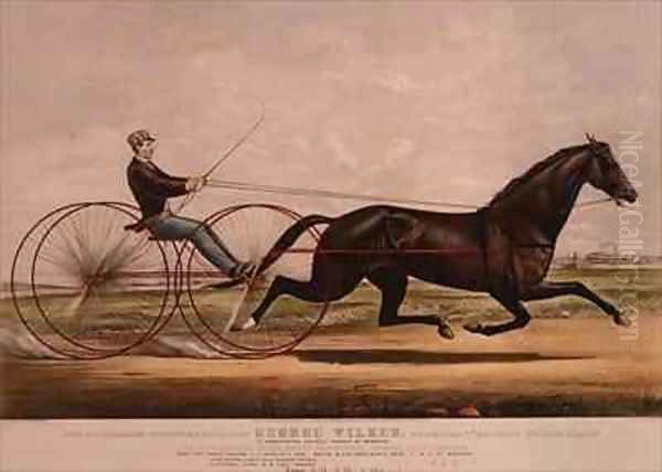 The Celebrated Trotting Stallion George Wilkes as he appeared in his great wagon race against Lady Thorne Oil Painting by Currier