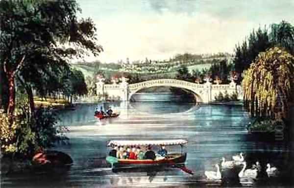 Central Park The Bridge Oil Painting by Currier