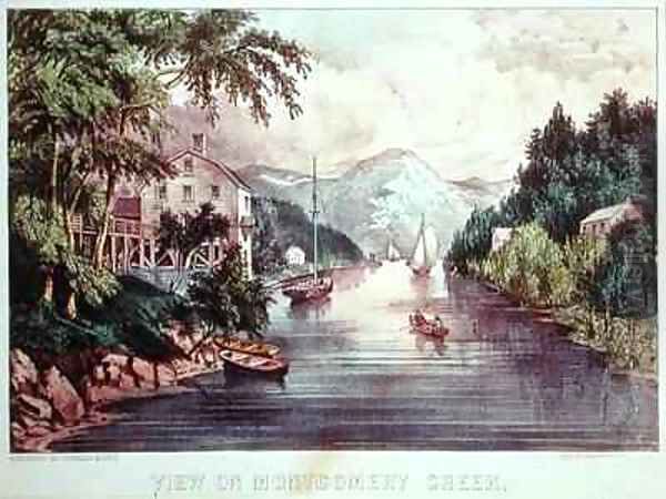 View on Montgomery Creek Oil Painting by Currier