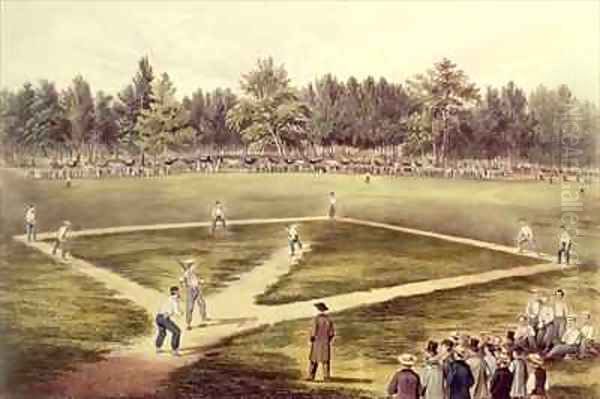 The American National Game of Baseball Grand Match at Elysian Fields Hoboken NJ Oil Painting by Currier