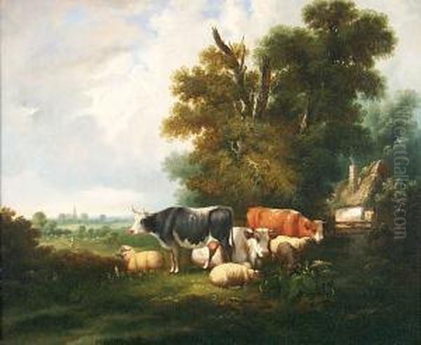 Cattle And Sheep Oil Painting by Henry Ladbrooke