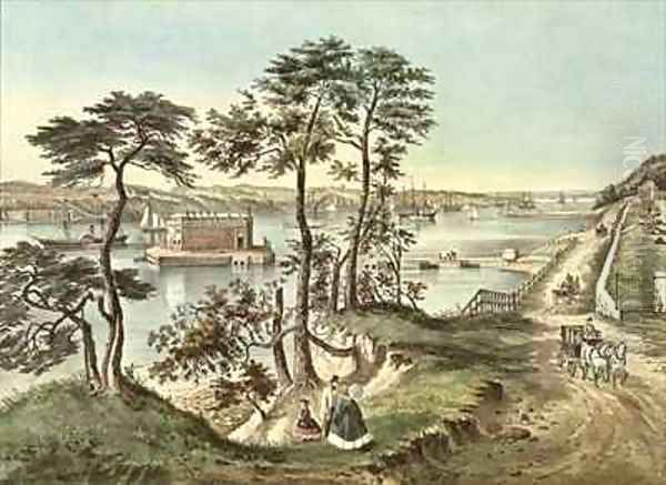 Staten Island and the Narrows from Fort Hamilton Oil Painting by Currier