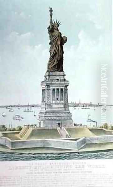 The Great Bartholdi Statue Liberty Enlightening the World Oil Painting by Currier