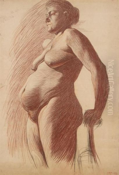 Study For A Pregnant Woman Oil Painting by Eugene Laermans