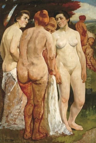 Baigneuses Oil Painting by Eugene Laermans