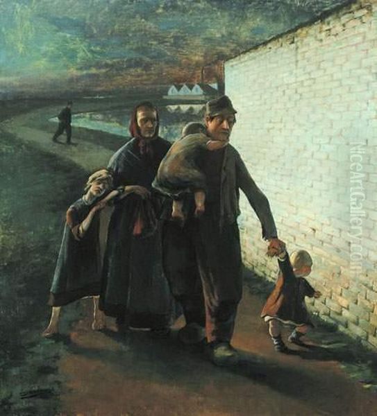 Le Soir (1892) Oil Painting by Eugene Laermans