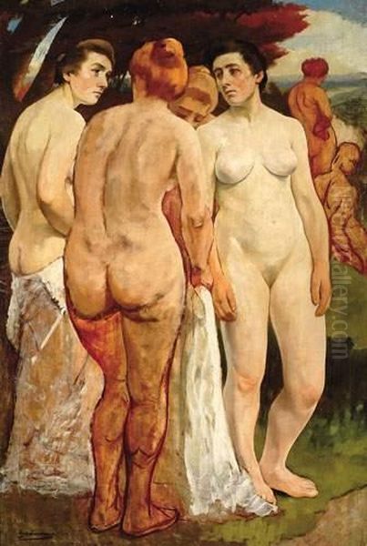 Baigneuses (1906) Oil Painting by Eugene Laermans