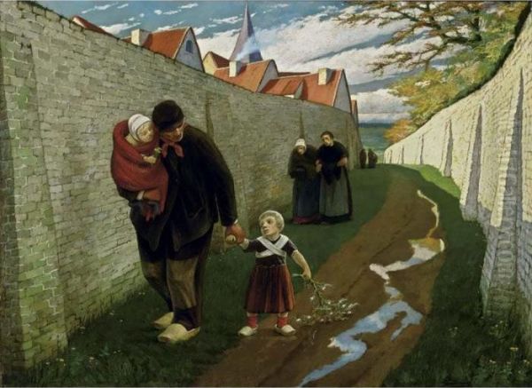 Along The City Wall Oil Painting by Eugene Laermans