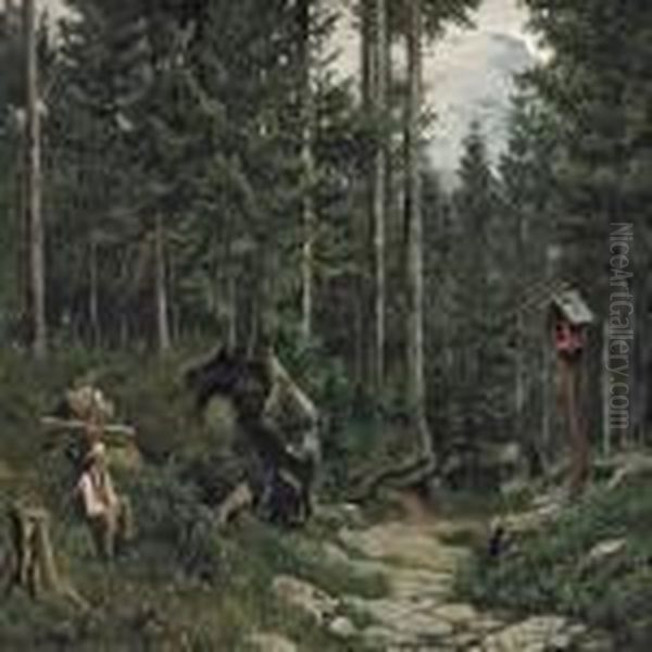 Sveitzer Landskab Oil Painting by Thorald Laessoe