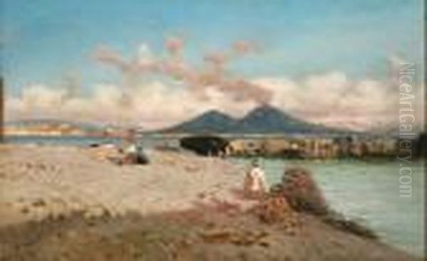 Napoli Da Mergellina Oil Painting by Giuseppe Laezza