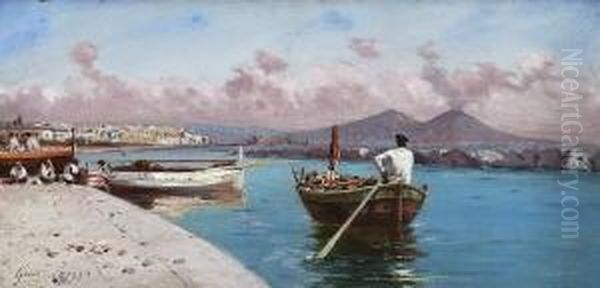 Blick Auf Die Bucht Von
 Neapel. Oil Painting by Giuseppe Laezza