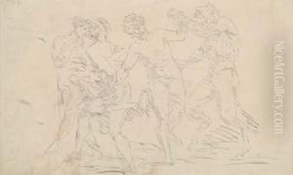 Dance Of Satyrs And Nymphs Oil Painting by Raymond Lafage