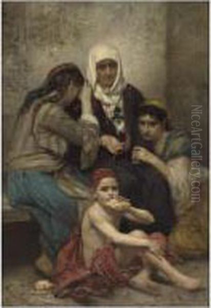 Scene Orientale, Une Famille Pauvre Oil Painting by Francois Lafon