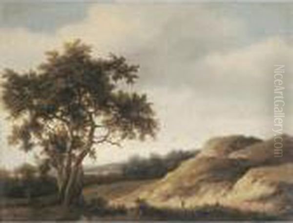 A Dune Landscape With A Solitary Figure Oil Painting by Johan Lagoor