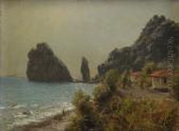 The Rocks Off The Crimean Coast Oil Painting by Lef Feliksovich Lagorio