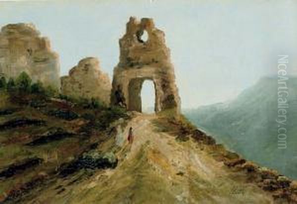 A Landscape With Ruins Oil Painting by Lef Feliksovich Lagorio