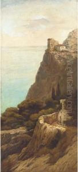 Cliff-top Dwelling Oil Painting by Lef Feliksovich Lagorio