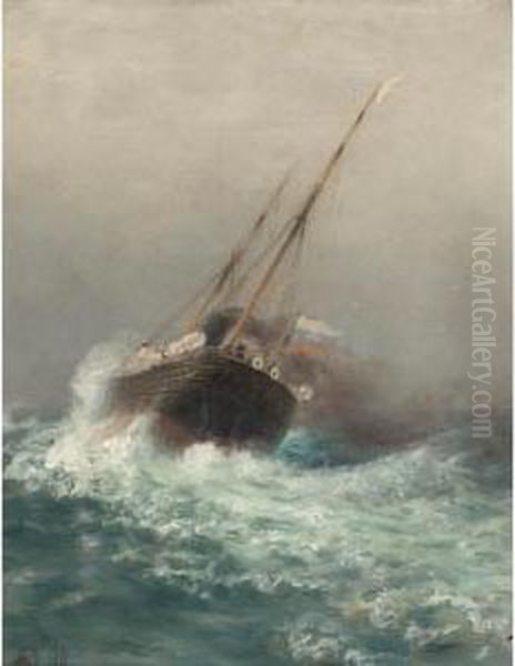 Steamship Olga Oil Painting by Lef Feliksovich Lagorio