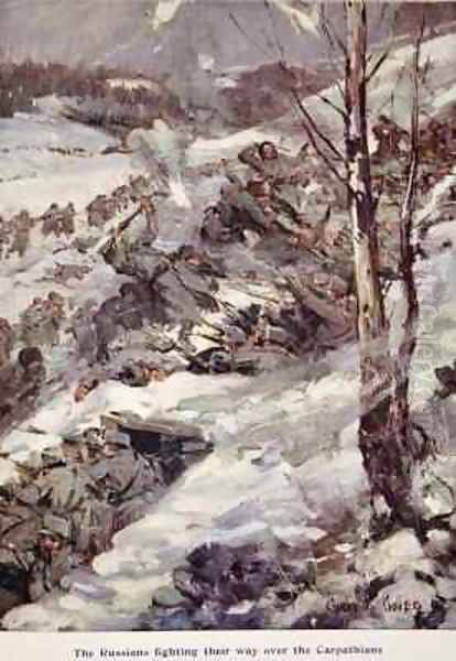 The Russians fighting their way over the Carpathians Oil Painting by Cyrus Cuneo