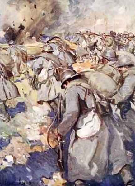 The French Force rushed forward to take possession of the Crater Oil Painting by Cyrus Cuneo