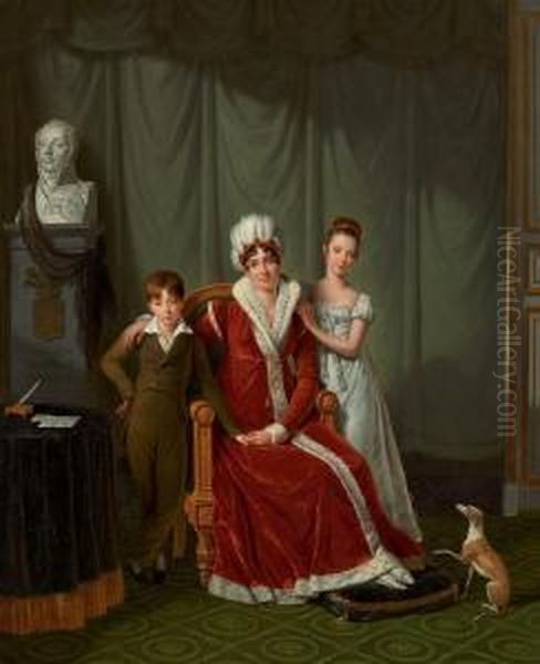 Portrait Of General Baudet's Wife And Her Two Children Oil Painting by Jean Jacques II Lagrenee