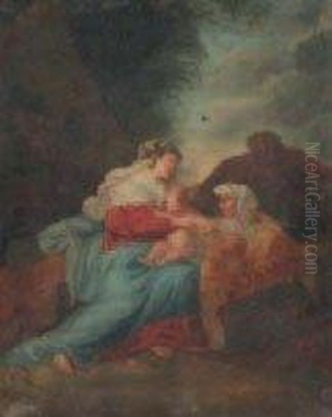 La Vierge, L'enfant Jesus, Ste Anne Et Joseph Oil Painting by Jean Jacques II Lagrenee