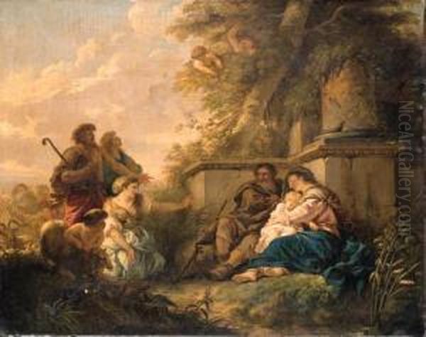 The Rest On The Flight Into Egypt Oil Painting by Jean Jacques II Lagrenee