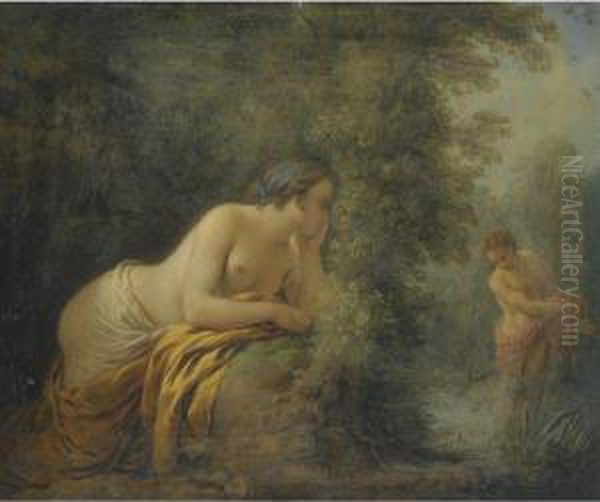 Echo And Narcissus Oil Painting by Louis Lagrenee