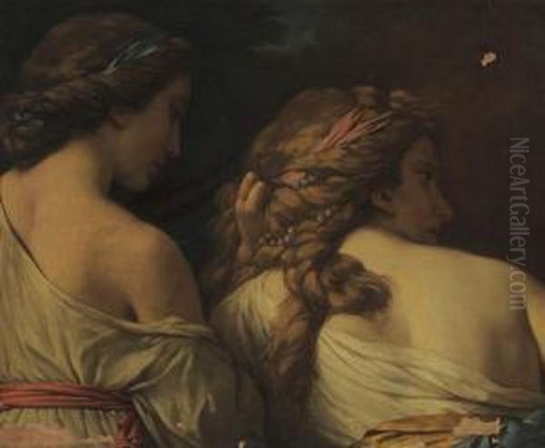 Deux Femmes Vues De Dos. Oil Painting by Louis Lagrenee