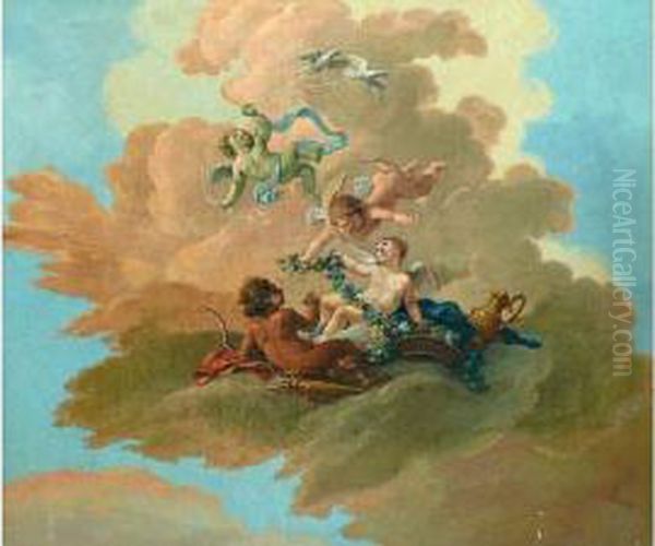 Anges. Etude Pour Un Plafond. Oil Painting by Louis Lagrenee