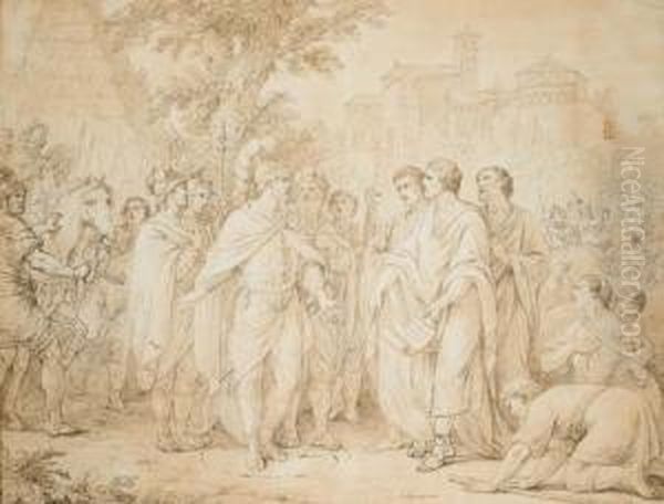 Le Consul Popilius Lenas Entourant D'un Cercle Le Roi Antiochus Oil Painting by Louis Lagrenee