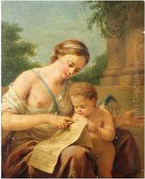 Venus Enseigne A Lire A L'amour Oil Painting by Louis Lagrenee