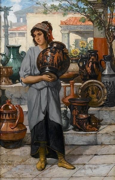 The Vase Seller Oil Painting by Victor Lagye