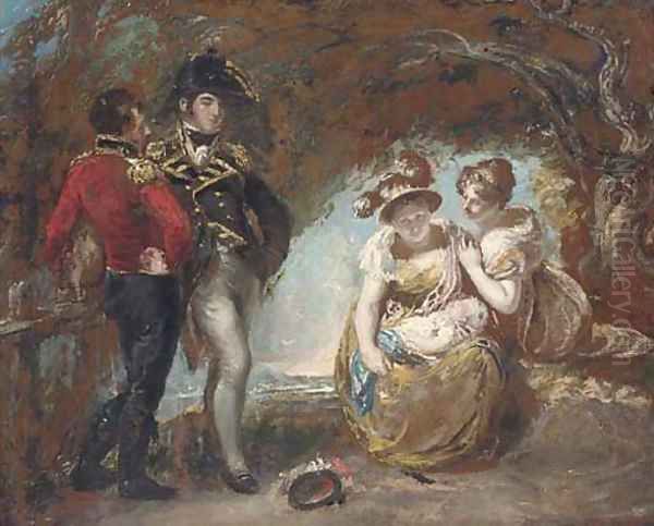 A group of figures in a wood, traditionally identified as General Fisher, Captain Wordsworth, Mary Fisher, Maria Constable and a baby Oil Painting by John Constable