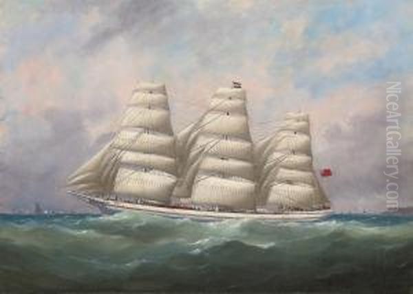 The Three-master 
Hahnemann
 In Full Sail Off A Headland Oil Painting by Lai Fong