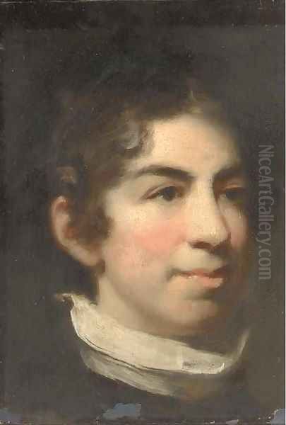 Portrait of a boy, head-and-shoulders, in a raised collar Oil Painting by John Constable