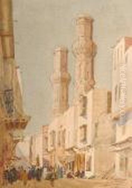 A Cairo Street Scene. Oil Painting by James Garden Laing