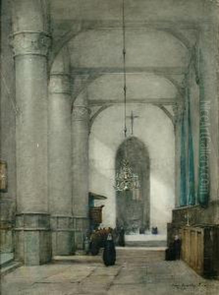 View Of A Church Interior Oil Painting by James Garden Laing